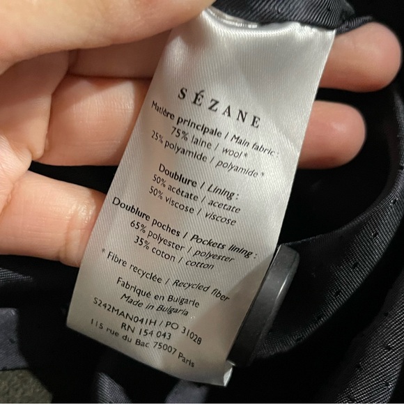 Sezane | NWOT! James Double Breasted Wool Coat In Khaki Size: 8 - Picture 5 of 7